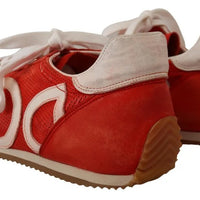 Dolce & Gabbana Red White Leather Mens Logo Casual Sneakers Shoes