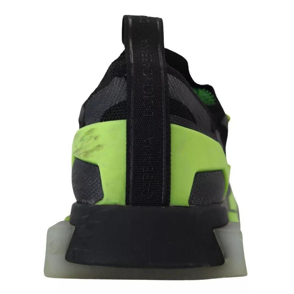 Dolce &amp; Gabbana Black Yellow SORRENTO Sport Stretch Sneakers Shoes