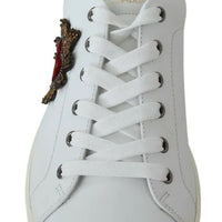 Dolce & Gabbana White Leather Heart Low Top Sneakers Men Shoes