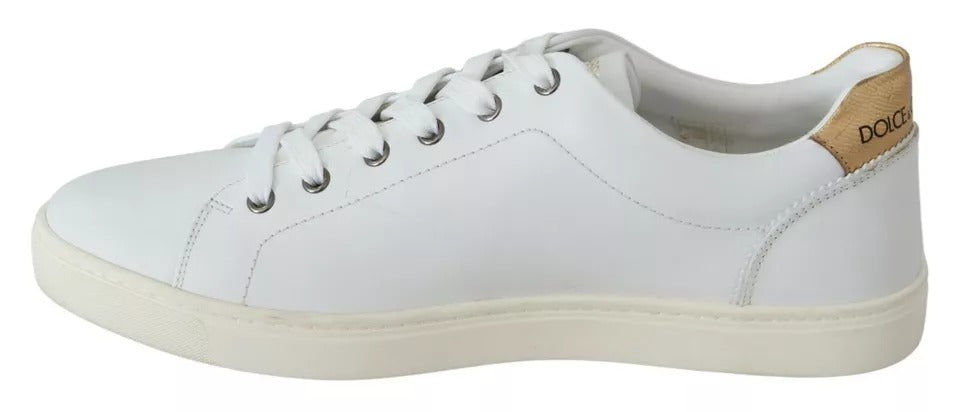 Dolce & Gabbana White Leather Heart Low Top Sneakers Men Shoes