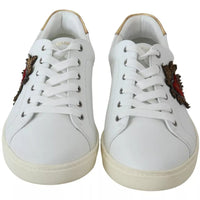 Dolce & Gabbana White Leather Heart Low Top Sneakers Men Shoes