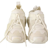 Dolce & Gabbana White Fabric Suede Sorrento Lace Up Sneakers Shoes