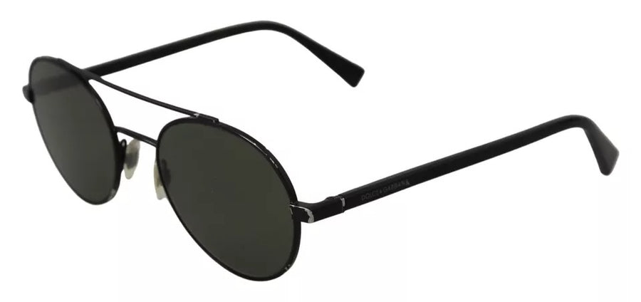 Dolce & Gabbana Matte Black Steel Frame Green Lens DG2245 Sunglasses