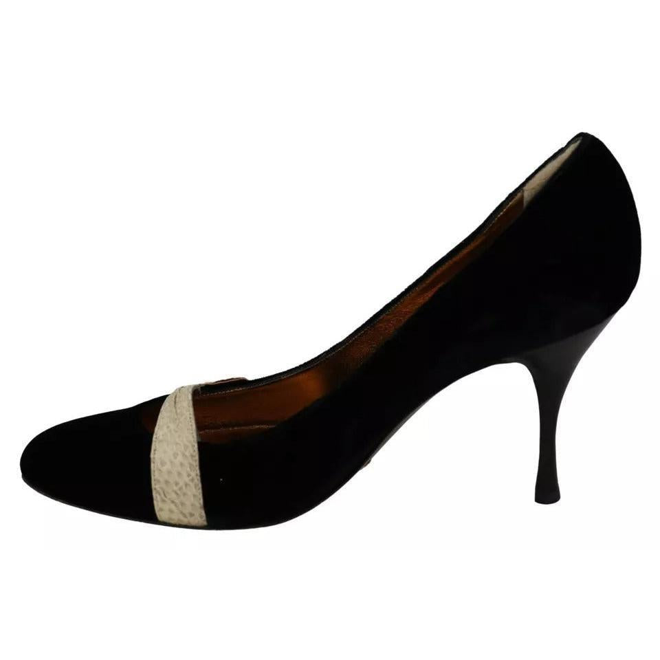 Dolce &amp; Gabbana Black Velvet Ayers High Heels Pumps Shoes