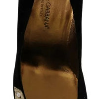 Dolce & Gabbana Black Velvet Ayers High Heels Pumps Shoes