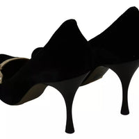 Dolce & Gabbana Black Velvet Ayers High Heels Pumps Shoes