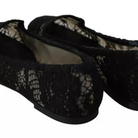 Dolce & Gabbana Black Floral Lace Loafers Flats Shoes