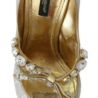 Dolce & Gabbana White Crystal Bow Pearl Mary Jane Pumps Shoes