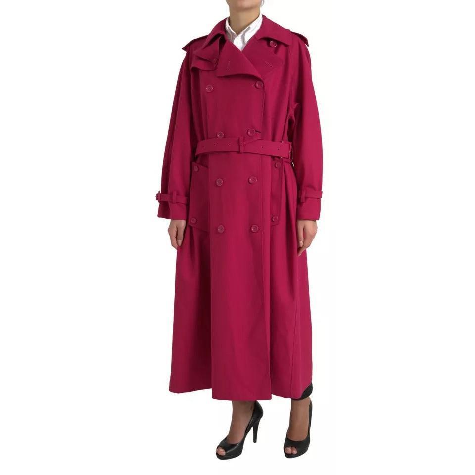 Dolce &amp; Gabbana Dark Pink Double Breasted Trench Coat Jacket