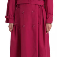 Dolce & Gabbana Dark Pink Double Breasted Trench Coat Jacket