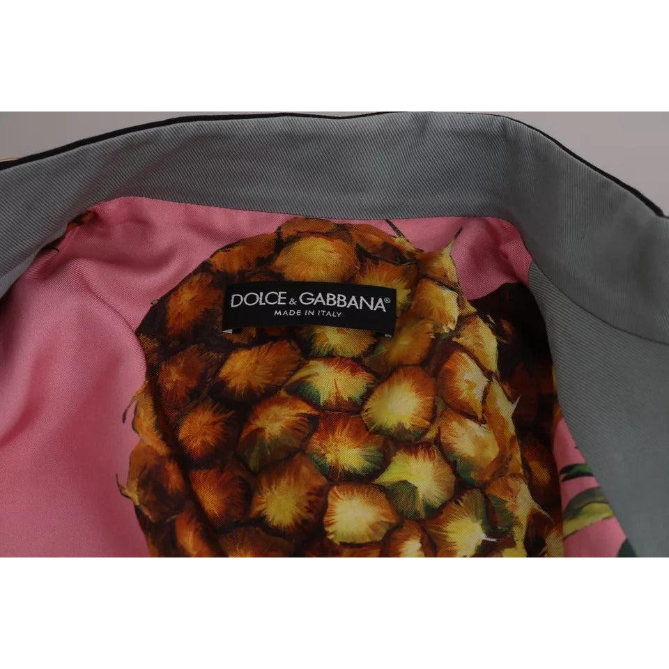 Dolce &amp; Gabbana Blue Button Crystal Embellished Cotton Jacket