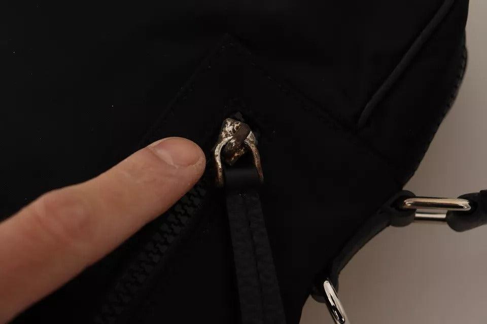 Dolce &amp; Gabbana Black Nylon Leather DG Logo Patch Messenger Cross Body Bag