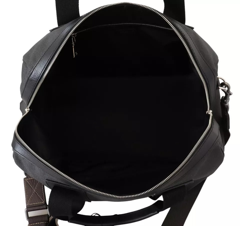 Dolce &amp; Gabbana Black Gray Holdall Tote Men Hand Shoulder Bag