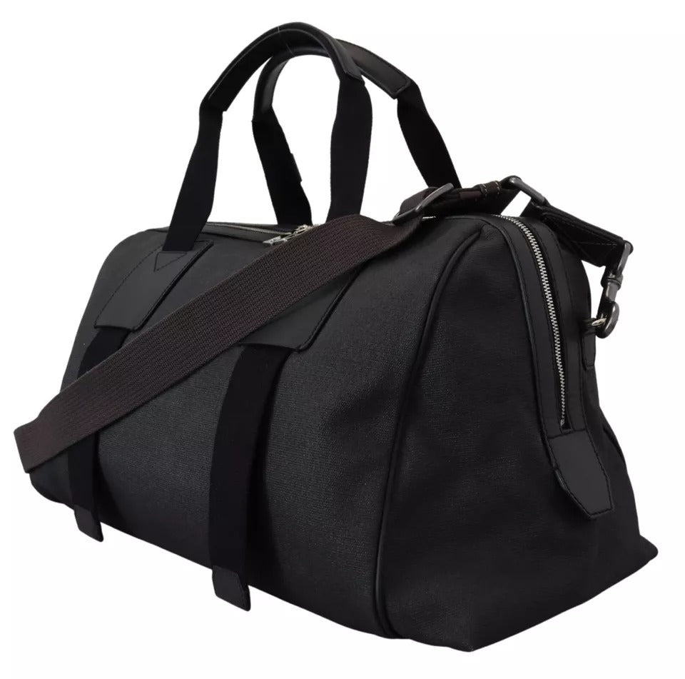 Dolce &amp; Gabbana Black Gray Holdall Tote Men Hand Shoulder Bag