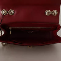 Dolce & Gabbana Pink Red Exotic Skins Gold Chain Purse LUCIA Leather Bag