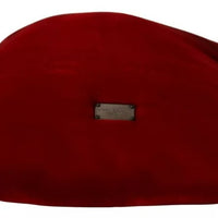 Dolce & Gabbana Red Velvet Logo Plaque Women Pouch Bag