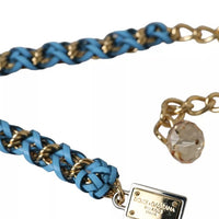 Dolce & Gabbana Blue Braided Gold Brass Chain Waist Belt