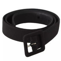 Dolce & Gabbana Black Velvet Leather Logo Waist Buckle Belt