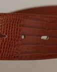 Dolce & Gabbana Brown Wide Waist Design Leather Gold Metal Buckle Belt
