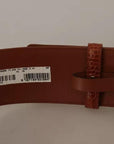 Dolce & Gabbana Brown Wide Waist Design Leather Gold Metal Buckle Belt