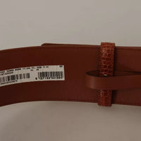 Dolce & Gabbana Brown Wide Waist Design Leather Gold Metal Buckle Belt