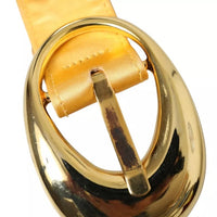 Dolce & Gabbana Gold Satin Leather Oval Metal Buckle Belt