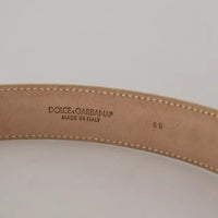 Dolce & Gabbana Beige Leather Crystal Buckle Women Belt