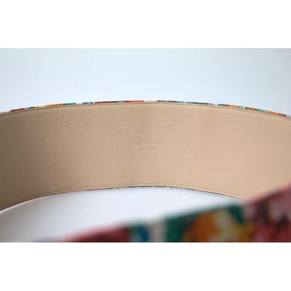 Dolce &amp; Gabbana Multicolor Carretto Fabric Wide Waist Belt
