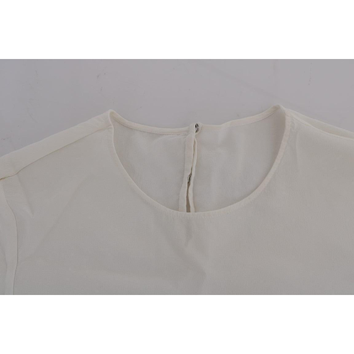 Dolce &amp; Gabbana Silk Sequined &#39;Italia Is Love&#39; White Blouse