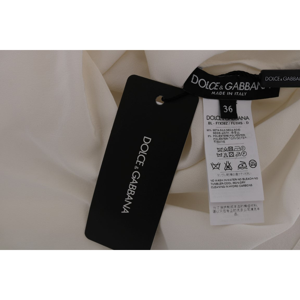 Dolce &amp; Gabbana Silk Sequined &#39;Italia Is Love&#39; White Blouse