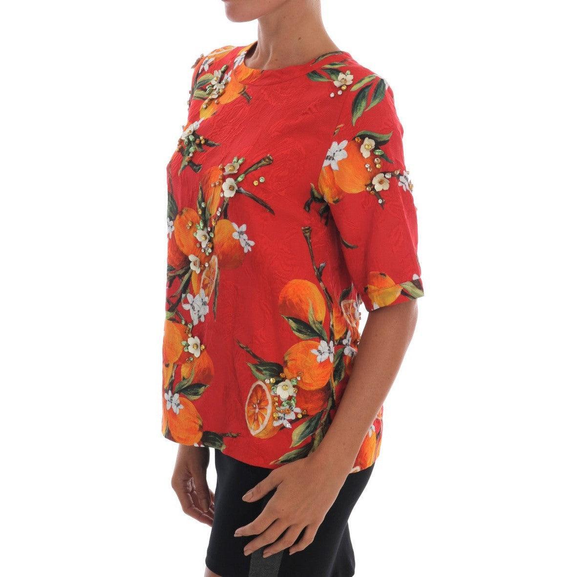 Dolce &amp; Gabbana Embellished Crepe Blouse with Blossom Print