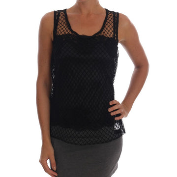 Dolce & Gabbana Elegant Black Lace Sleeveless Cami Blouse