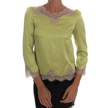 Dolce & Gabbana Elegant Floral Lace Silk Blouse