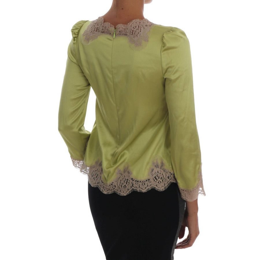 Dolce & Gabbana Elegant Floral Lace Silk Blouse