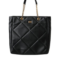 Dolce & Gabbana Black Leather JUNGLE Quilted Shopping Tote Bag