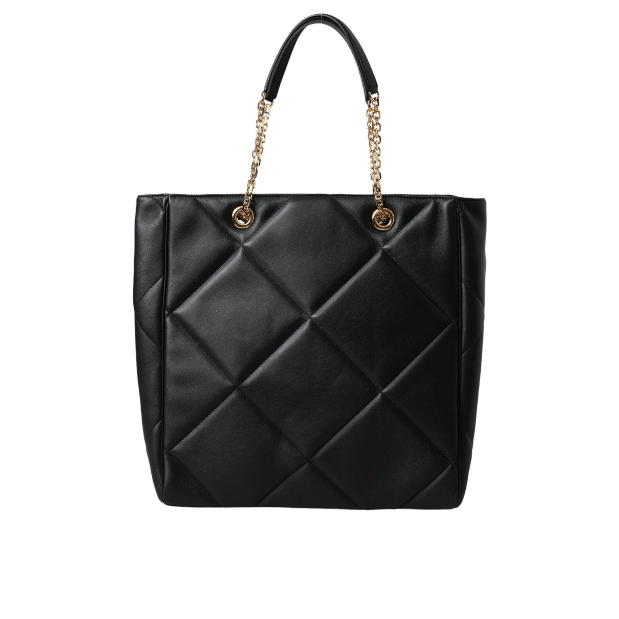 Dolce &amp; Gabbana Black Leather JUNGLE Quilted Shopping Tote Bag