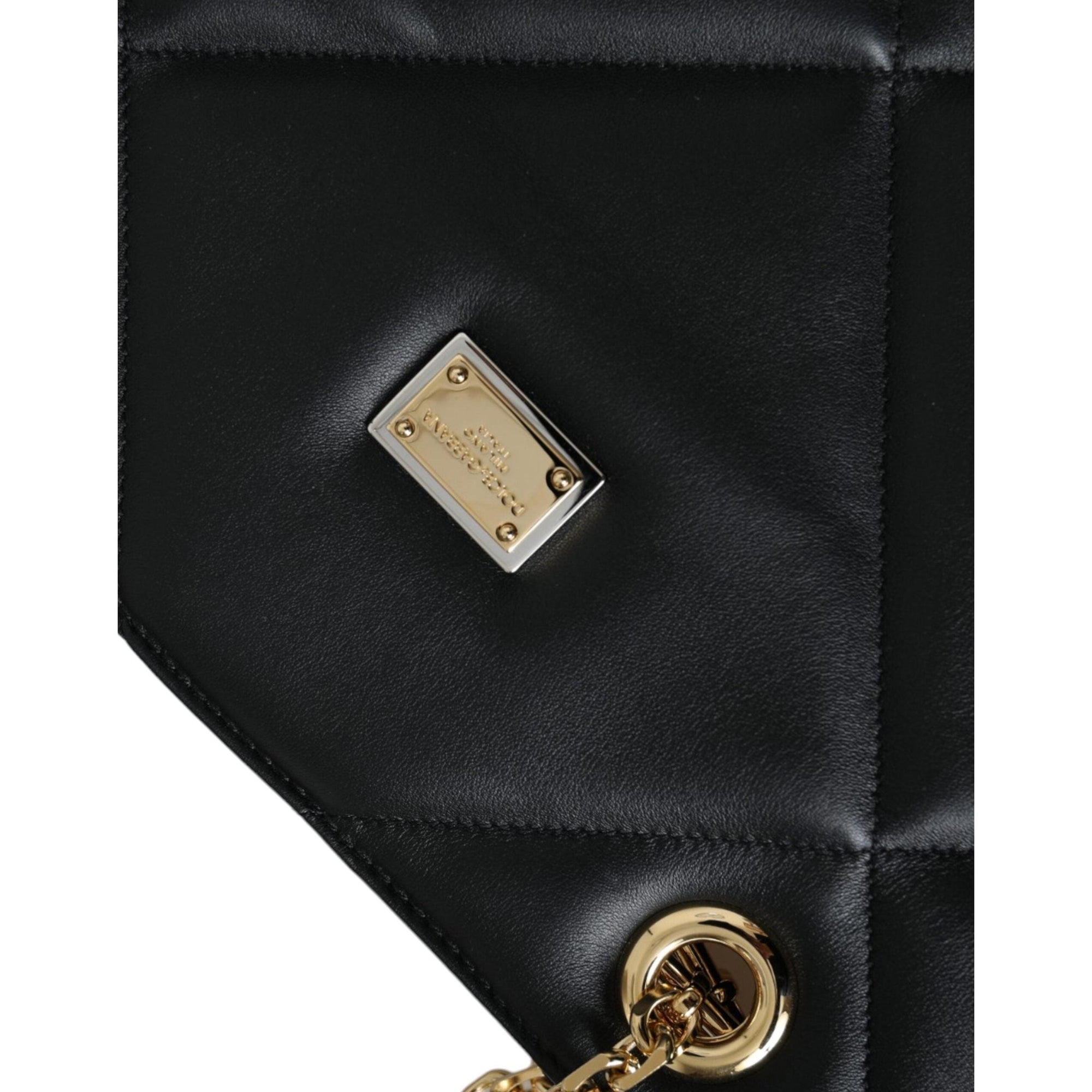 Dolce &amp; Gabbana Black Leather JUNGLE Quilted Shopping Tote Bag
