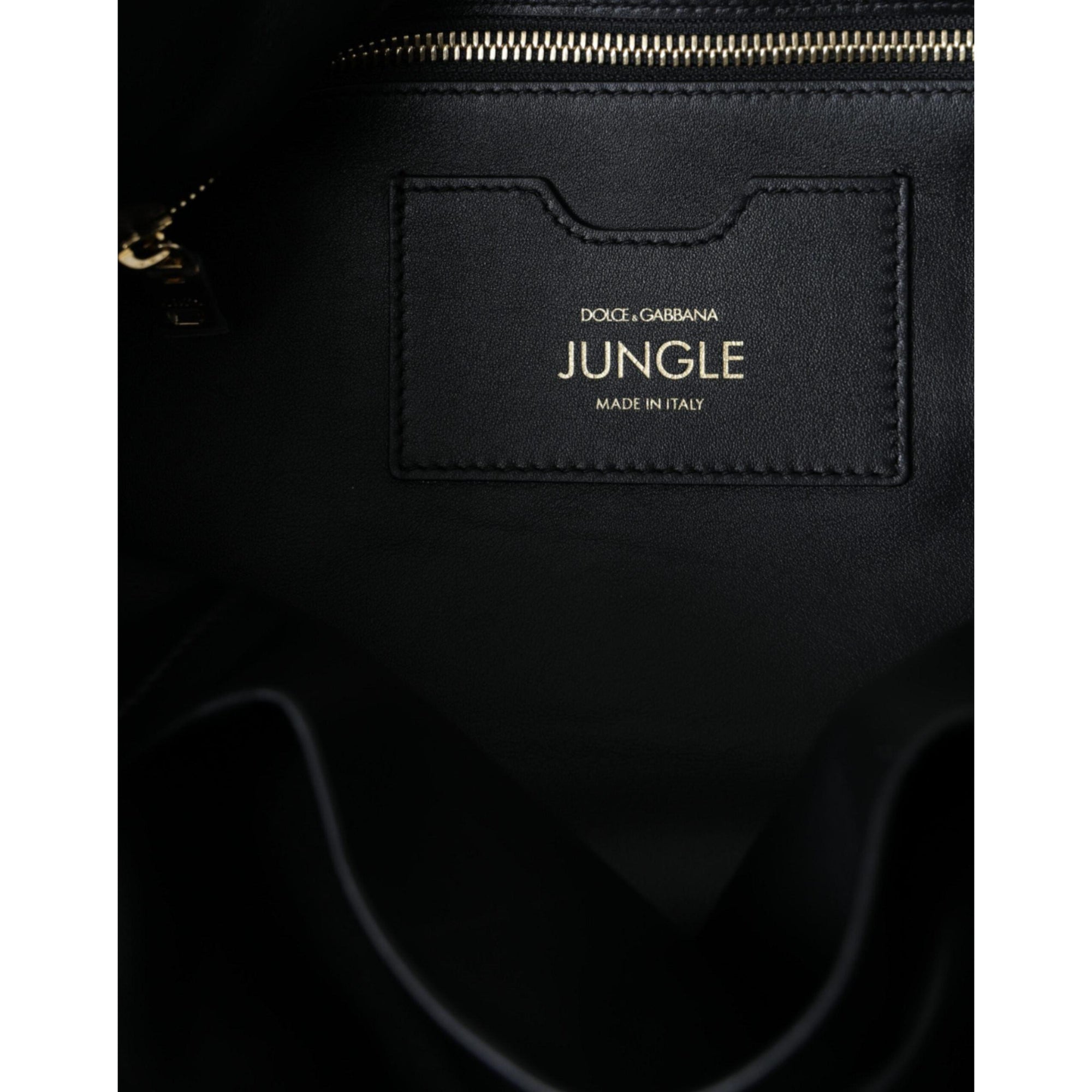Dolce &amp; Gabbana Black Leather JUNGLE Quilted Shopping Tote Bag