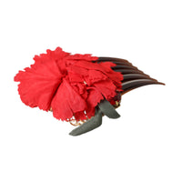 Dolce & Gabbana Red Silk Floral Gold Brass Women Hair Comb