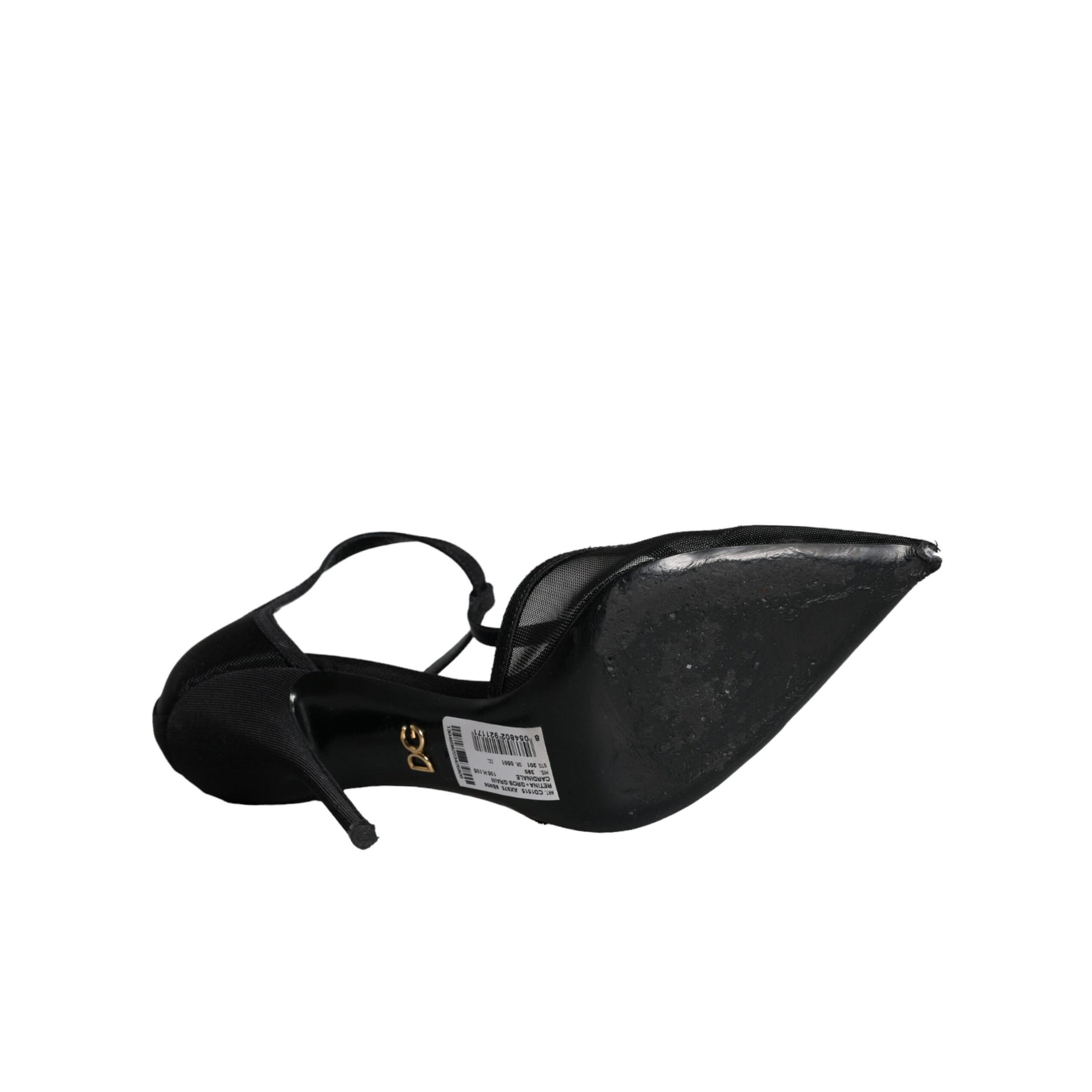 Dolce &amp; Gabbana Black Mesh T-strap Stiletto High Heels Shoes
