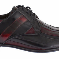 Dolce & Gabbana Elegant Black Bordeaux Striped Leather Dress Shoes