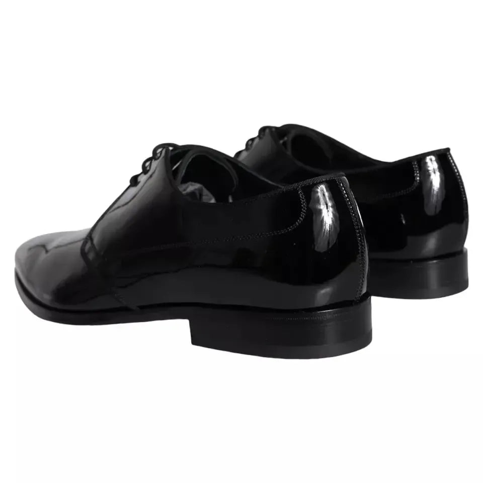 Dolce &amp; Gabbana Black Calfskin Leather Derby Men Dress Shoes