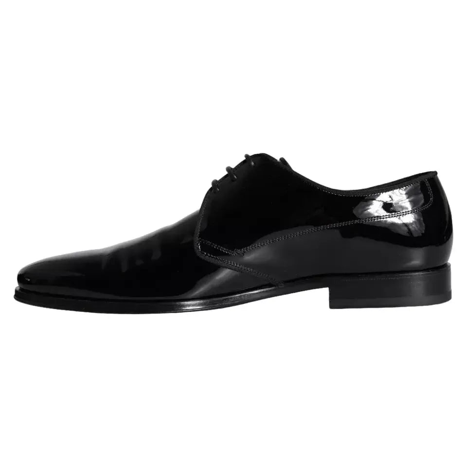 Dolce &amp; Gabbana Black Calfskin Leather Derby Men Dress Shoes