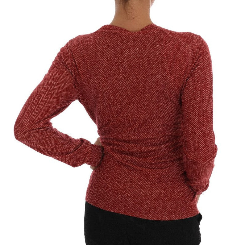 Dolce & Gabbana Red Wool Cardigan Sweater