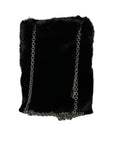 Dolce & Gabbana Black Faux Fur Silver Chain Crossbody Shoulder Purse Bag