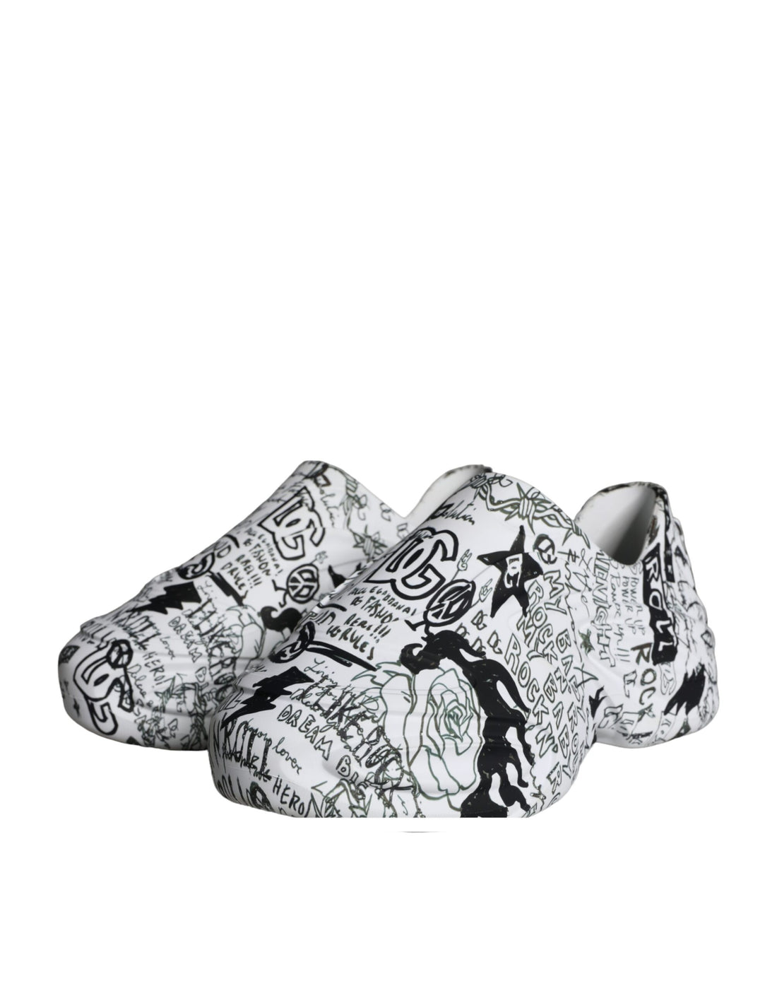 Dolce & Gabbana White Black Graffiti Daymaster Sneakers Shoes