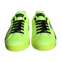 Dolce & Gabbana Neon Green Logo Tape Low Top Sneakers Shoes