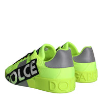 Dolce & Gabbana Neon Green Logo Tape Low Top Sneakers Shoes