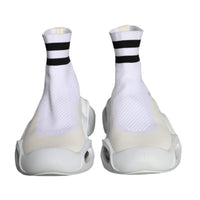 Dolce & Gabbana White Black Slip On Wave Socks Sneakers Shoes