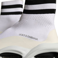 Dolce & Gabbana White Black Slip On Wave Socks Sneakers Shoes